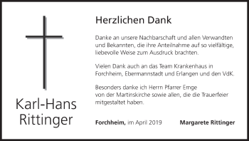 Anzeige von Karl-Hans Rittinger von MGO
