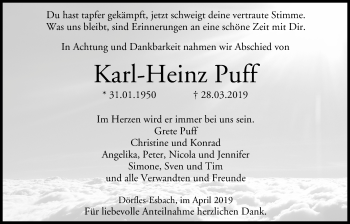 Anzeige von Karl-Heinz Puff von MGO