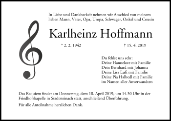 Anzeige von Karlheinz Hoffmann von MGO