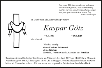 Anzeige von Kaspar Götz von MGO