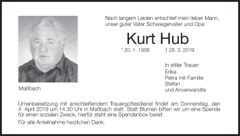 Anzeige von Kurt Hub von MGO