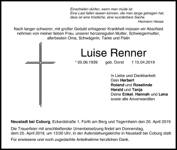 Anzeige von Luise Renner von MGO