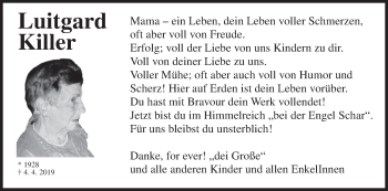Anzeige von Luitgard Killer von MGO