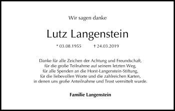 Anzeige von Lutz Langenstein von MGO