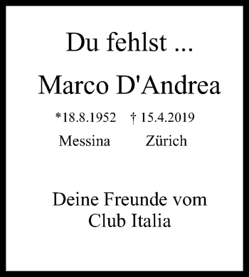 Anzeige von Marco D'Andrea von MGO