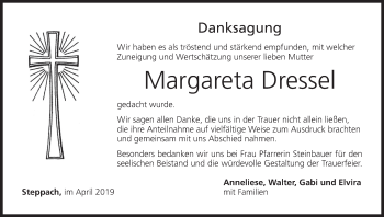 Anzeige von Margareta Dressel von MGO