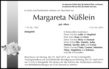 Anzeige von Margareta Nüßlein von MGO