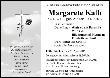 Anzeige von Margarete Kalb von MGO