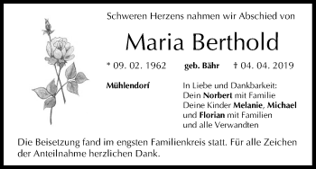 Anzeige von Maria Berthold von MGO