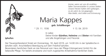 Anzeige von Maria Kappes von MGO