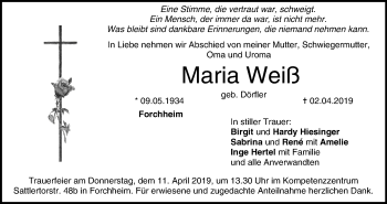 Anzeige von Maria Weiß von MGO