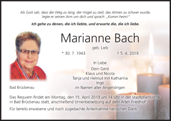 Anzeige von Marianne Bach von MGO