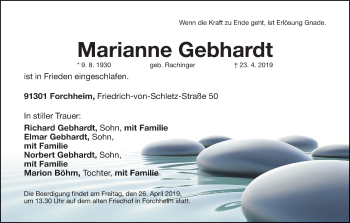 Anzeige von Marianne Gebhardt von MGO