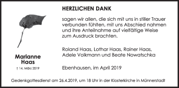 Anzeige von Marianne Haas von MGO