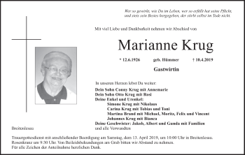 Anzeige von Marianne Krug von MGO