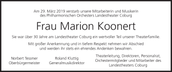 Anzeige von Marion Koonert von MGO