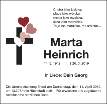 Anzeige von Marta Heinrich von MGO