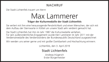 Anzeige von Max Lammerer von MGO