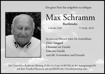 Anzeige von Max Schramm von MGO
