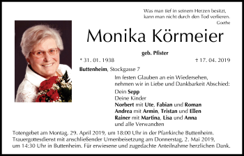 Anzeige von Monika Körmeier von MGO