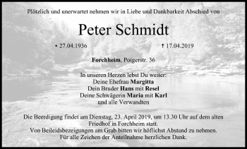 Anzeige von Peter Schmidt von MGO