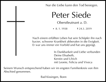 Anzeige von Peter Siede von MGO
