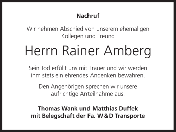 Anzeige von Rainer Amberg von MGO