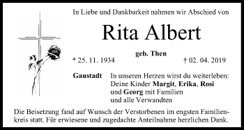 Anzeige von Rita Albert von MGO