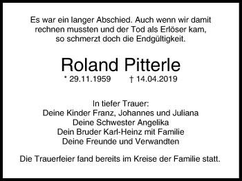 Anzeige von Roland Pitterle von MGO