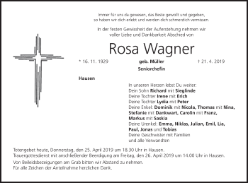 Anzeige von Rosa Wagner von MGO