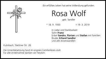 Anzeige von Rosa Wolf von MGO