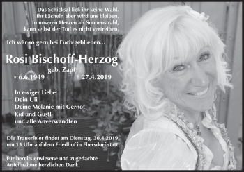 Anzeige von Rosi Bischoff-Herzog von MGO