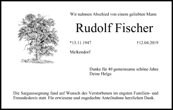 Anzeige von Rudolf Fischer von MGO