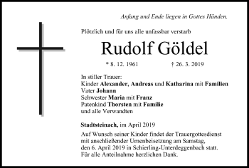 Anzeige von Rudolf Göldel von MGO