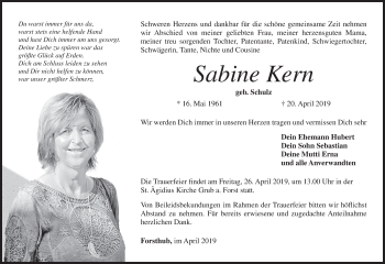 Anzeige von Sabine Kern von MGO