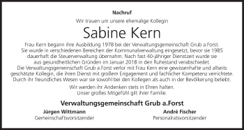 Anzeige von Sabine Kern von MGO