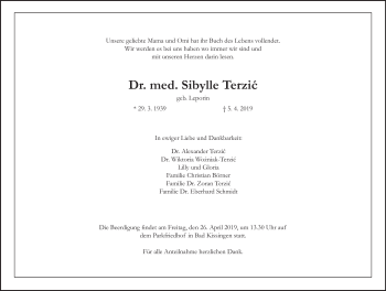 Anzeige von Sibylle Terzic von MGO