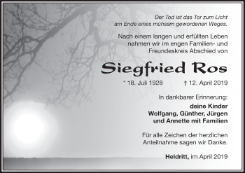 Anzeige von Siegfried Ros von MGO