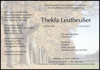 Anzeige von Thekla Leutheußer von MGO