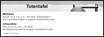 Anzeige von Totentafel vom 13.04.2019 von MGO