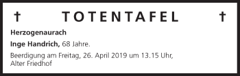 Anzeige von Totentafel vom 23.04.2019 von MGO