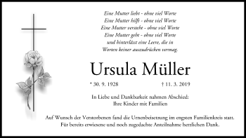 Anzeige von Ursula Müller von MGO
