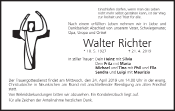 Anzeige von Walter Richter von MGO