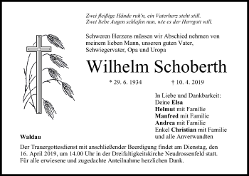 Anzeige von Wilhelm Schoberth von MGO