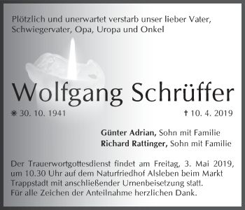 Anzeige von Wolfgang Schrüffer von MGO