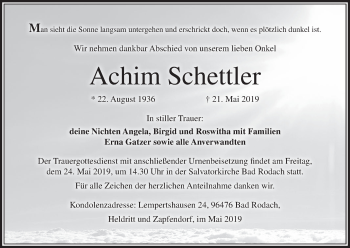 Anzeige von Achim Schettler von MGO