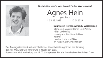Anzeige von Agnes Hein von MGO