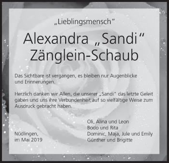 Anzeige von Alexandra Zänglein-Schaub von MGO