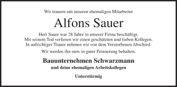 Anzeige von Alfons Sauer von MGO