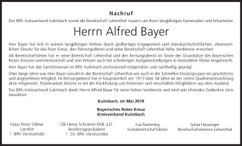Anzeige von Alfred Bayer von MGO